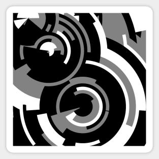 Arcs of Time and Space in Black, White and Gray Sticker
